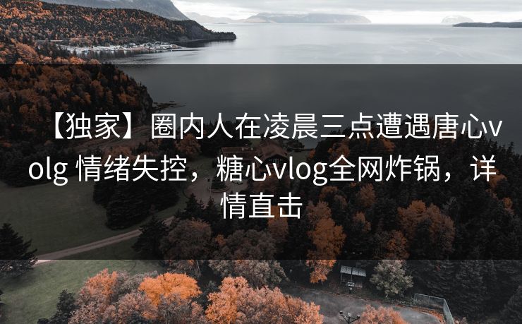 【独家】圈内人在凌晨三点遭遇唐心volg 情绪失控，糖心vlog全网炸锅，详情直击